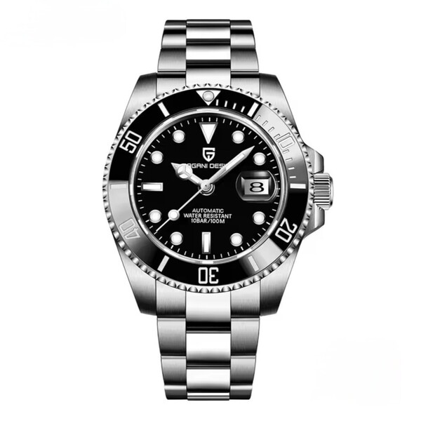 新品 自動巻 フルブラック 黒ベゼル 黒文字盤 SEIKO NH35A メンズ腕時計 機械式 回転ベゼル サファイア風防 裏スケ
