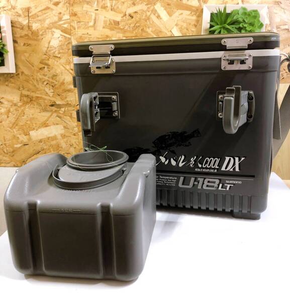 【2147】シマノ クーラーボックス メバル名人クールDX U-18LT 海上釣堀 エビタンク 釣り道具 エビ活かし SHIMANO COOL DX 18