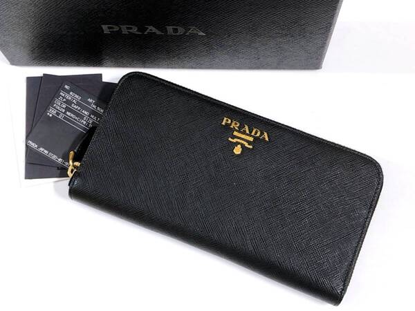 【2201】★新品未使用★ プラダ サフィアーノ マルチカラー ジップアラウンド長財布 1ML506 牛革 PRADA レディース ブラック ピンク レザー