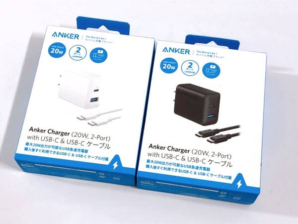 【1934】★新品未使用★ アンカー アンカーチャージャー USB-C USB-Cケーブル付き 2個セット モバイル充電 最大20W 2ポート 急速充電器