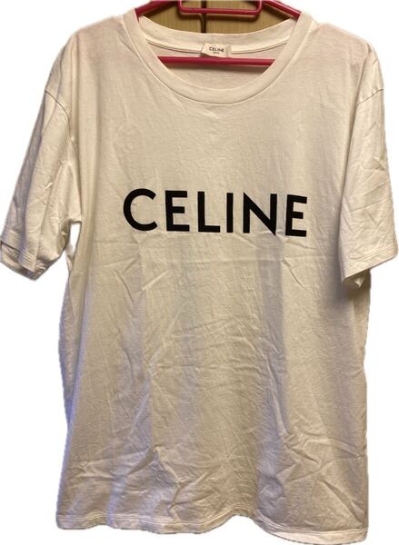 正規 22SS CELINE セリーヌ Hedi Slimane エディスリマン ロゴ クルーネック Tシャツ 白 S 品番2X681671Q
