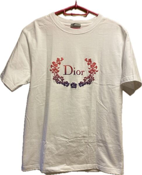 正規 23SS DIOR ディオール KIM JONES キムジョーンズ ロゴ 刺繍 クルーネック Tシャツ 白 L 313J696A0554