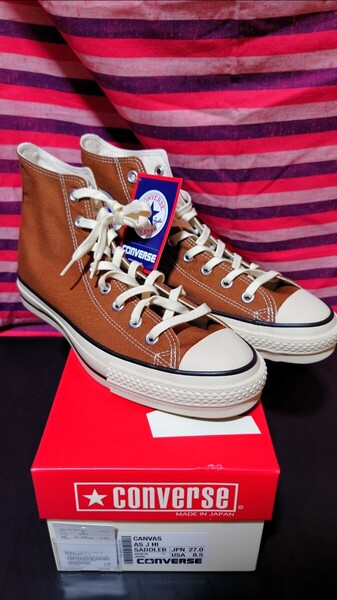CONVERSE CANVAS ALL STAR J HI 8.5 27 サドル ブラウン オールスター CT チャックテイラー コンバース 日本製 made in japan 新品