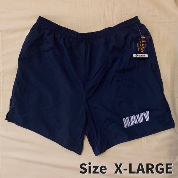 デッドストックSOFFEソフィーUS NAVYトレーニングショーツX-LARGEネイビーXLショートパンツ アメリカ軍ショーツ軍物ナイロン米軍ミリタリー