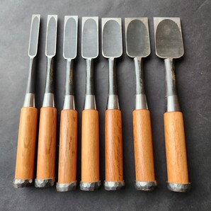 新品未使用 長期保管品 舟弘 叩き鑿 五分~寸六 七本組【検清久清忠弘正長弘東一正芳左市弘廣近目次のら孝弘鑿鉋鋸天然砥石大工道具】