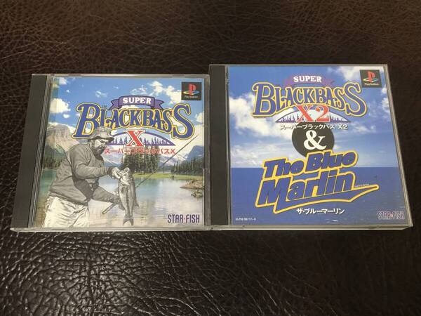 ★ 送料無料 PS1 アクション 釣り ★ スーパーブラックバス X + X2 & ザ・ブルーマーリン SUPER BLACKBASS 動作確認済 説明書付き ★