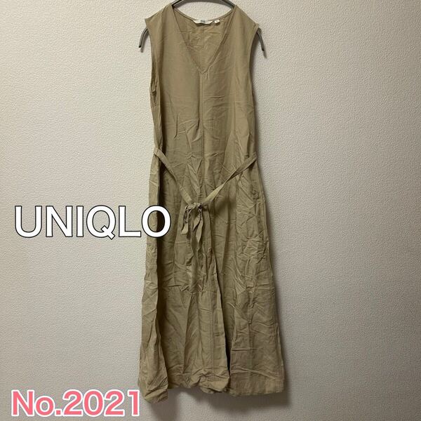 送料無料 匿名配送 UNIQLO ユニクロ リネン混 ロングワンピース