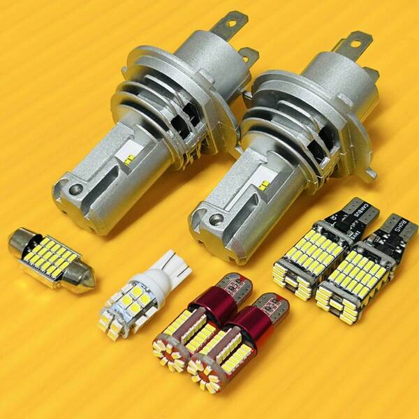 8個セット!爆光!HE22S アルトラパン H4 LED ヘッドライト T10 ルームランプ T16 バックランプ ポジション球 室内灯 車内灯 カー用品