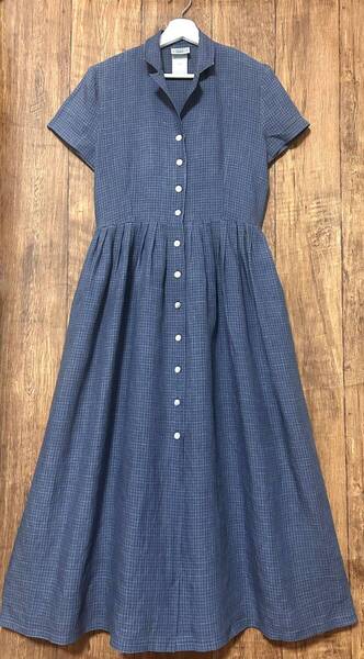 ローラアシュレイ Laura ashley ロング ワンピース チェック柄 半袖 ポケット レトロ ヴィンテージ USA 古着/club723 クラブ723(N662)