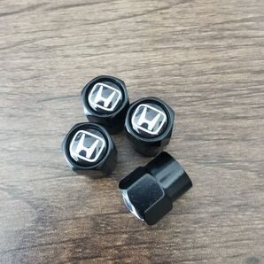S22【匿名】【ホンダ ブラック】 バルブキャップ×4個 メッキ エア ホイール ムシ HONDA S660 S2000 N-BOX ヴェゼル ステップワゴン