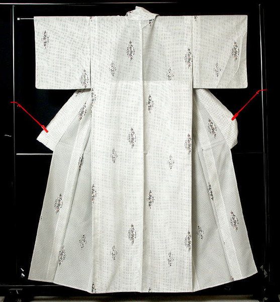 ■7854■ 夏着物 絽 洗える小紋 モノトーン小花 美品