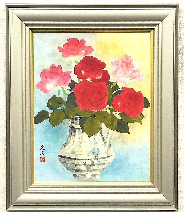 日本画 薔薇一輪 - メルカリ