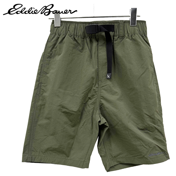 新品 S ★ Eddie Bauer エディーバウアー メンズ クライミング ショートパンツ カーキ ベルト付き 短パン ハーフパンツ ウエストゴム