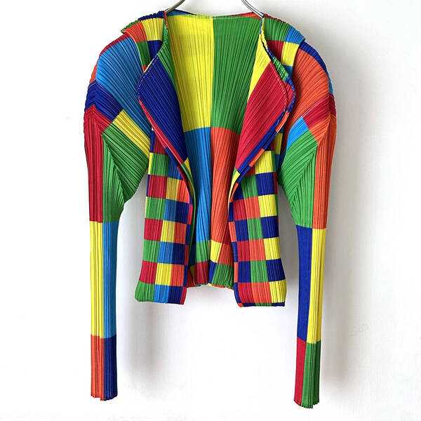 【極美品】プリーツプリーズ マルチカラー レイヤード リバーシブル PLEATS PLEASE reversible size3 ISSEY MIYAKE イッセイミヤケ