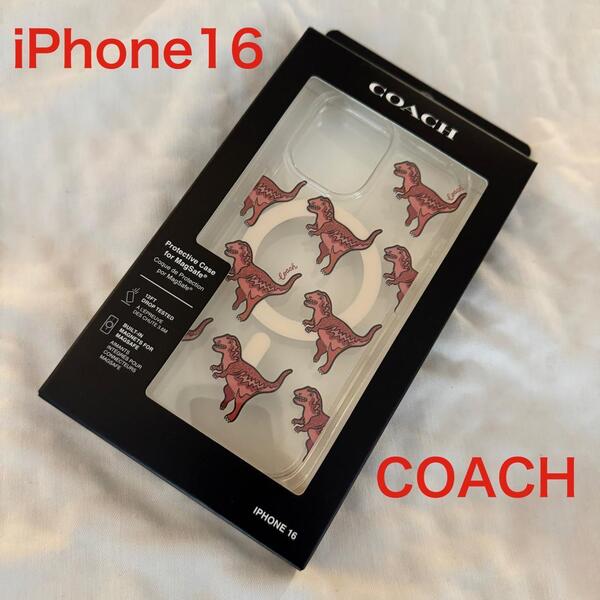 即決【入手困難】COACH iPhone16ケース レキシー/恐竜柄 スマホ コーチ MagSafe マグセーフ対応 メンズレディース クリア スマートフォン