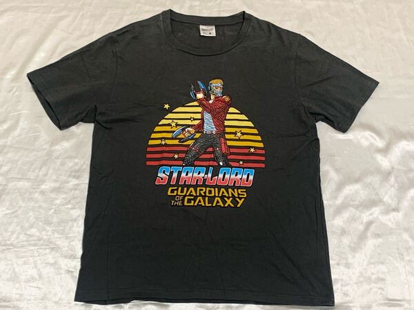 【送料無料 値下げ交渉歓迎】ガーディアンズオブギャラクシースターロード GU限定コラボ半袖Tシャツ L グレーロゴ古着マーベルアベンジャー