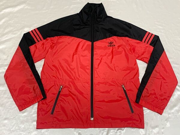 【送料無料 値下げ交渉歓迎】アディダスオリジナルス トレフォイル デサント80s90sビンテージナイロントラックジャケット L 赤古着ジャージ