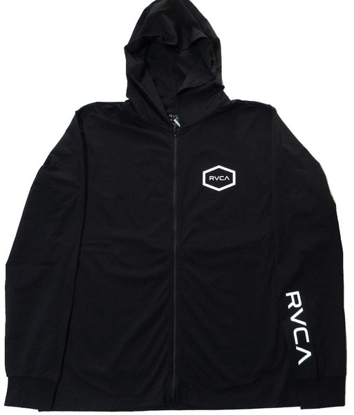 RVCA ルーカ 長袖 ジップ フード ラッシュガード Sサイズ UVプロテクション UPF50 黒 ブラック HEX LS SURF HOODIE 2024年夏モデル