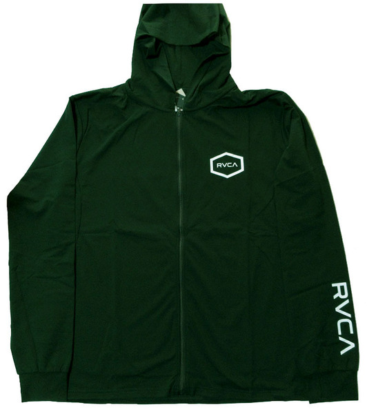 RVCA ルーカ 長袖 ジップ フード ラッシュガード Mサイズ UVプロテクション UPF50 緑 グリーン HEX LS SURF HOODIE 2024年夏モデル