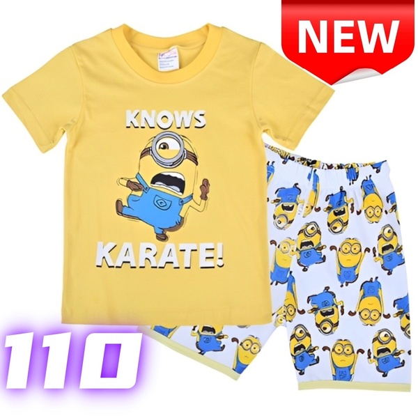 【新品】ミニオン パジャマ 子供用 半袖Tシャツ&ショートパンツ 上下セット 100%コットン 男の子 夏 部屋着 寝間着 110cm 通気性抜群