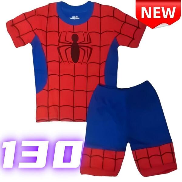 ★新品★スパイダーマン パジャマ 半袖 上下セット キッズ 赤 青 130cm