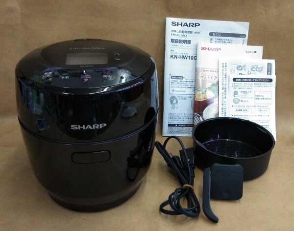 SHARP 水なし自動調理鍋 家庭用 HEALSIO ヘルシオ ホットクック KN-HW10G 1.0L 2021年製 取扱説明書 メニュー集付き