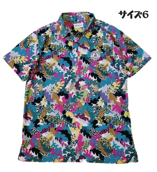 Jack Bunny!!/ジャックバニー*大きいサイズ6*LL*半袖ポロシャツ*総柄*マルチカラー*プリント柄*ポリエステル*ゴルフ*PEARLY GATES*メンズ