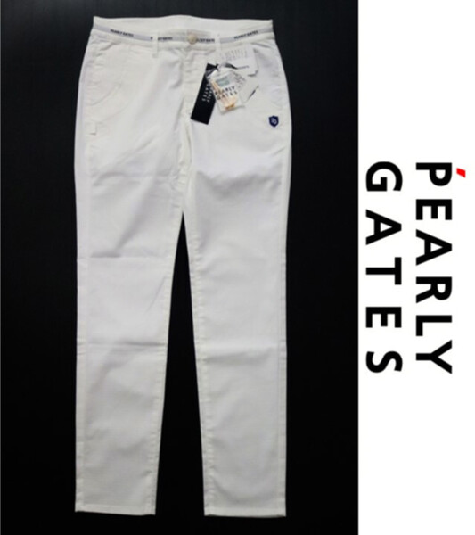 24,200円新品タグ付き【PEARLY GATES パーリーゲイツ】ティー2本付き ストレッチ ロングパンツ 白 2(w76-80) v7020