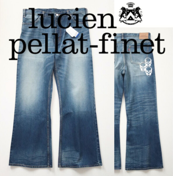 64,900円新品タグ付き【lucien pellat ルシアン ペラフィネ】トリプルスカル ワイドデニムジーンズ L(w88) v7145