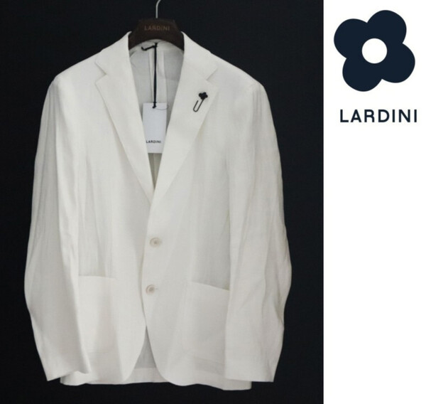 137,500円新品タグ付き【LARDINI ラルディーニ】IZUMO 麻混 2Bジャケット 白 44 ブートニエール付き v7218