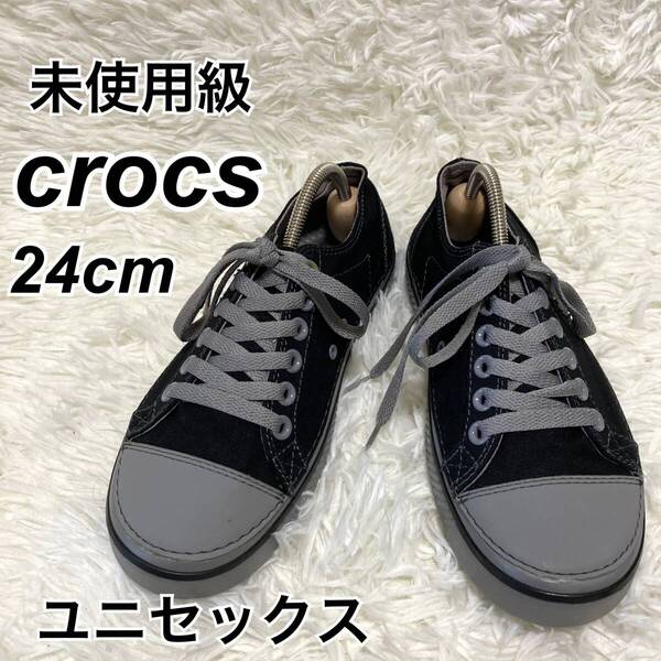 ★即決★送料無料★匿名発送★未使用級★ Crocs クロックス スニーカー 黒 24㎝ ユニセックス 男女兼用 M6 W8