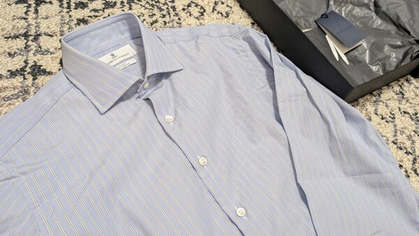 新品未使用品 TURNBULL&ASSER シャツ size39 ターンブル&アッサー budd charvet イギリス製 英国製 ストライプ シャルベ