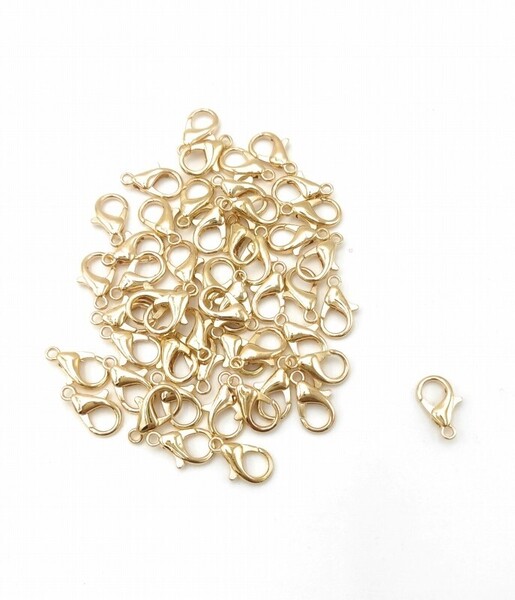 0430 カニカン ライトゴールドカラー 14mm 50個セット パーツ ハンドメイド DIY 送料無料