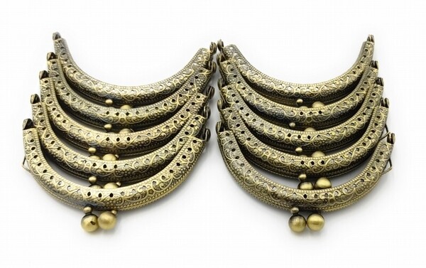 0358 がま口 口金 ハンドメイド 手芸 金属 パーツ ブロンズ アンティーク調 幅約8.5cm 10個セット 資材 手作り 材