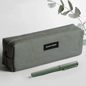 韓国ペンケース ペンポーチ 韓国ファッション シンプル 筆箱 文房具 四角 グリーン