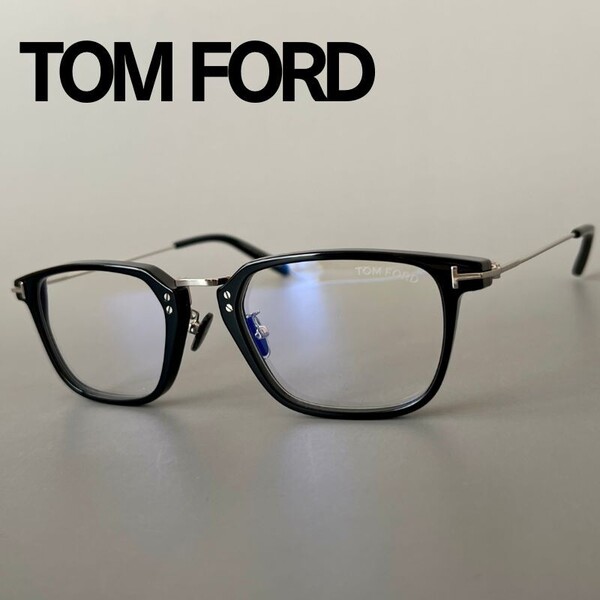 トムフォード メガネ TOM FORD アジアンフィット スクエア ブラック シルバー イタリア製 ボストン おしゃれ 黒 銀 スタイリッシュ 黒ぶち