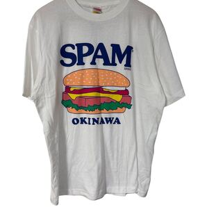 新品タグ付 SPAM OKINAWA Tシャツ XLサイズ 白 沖縄バーガー柄 United Athle製 T-shirt XL White Burger Print United Athle