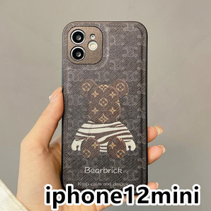 iphone12miniケース カーバー TPU 可愛い 熊 お洒落 韓国 軽量 ケース 耐衝撃 高品質 ブラウン113