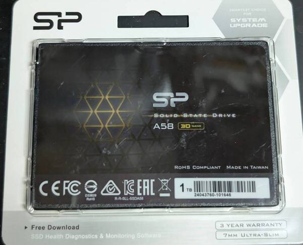2新品未開封・送料込 SSD 1TB(1000GB) シリコンパワー 3D NAND A58 SLCキャッシュパフォーマンスSATA III 2.5インチ7mm SU001TBSS3A58A25CA