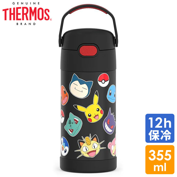 サーモス ステンレス ストロー 水筒 ステンレス水筒 ポケモン 総柄 ストロー 
