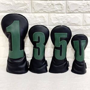 ゴルフクラブヘッドカバー ドライバー フィアウェイ×2 ユーティリティ 黒デカロゴ ブラック4点セット DR FW UT