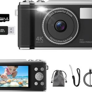 デジカメ【4K動画撮影、5000万画素】デジタルカメラ 32GB Micro S