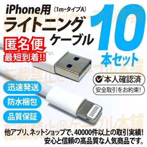 ライトニングケーブル iPhone アップルApple用 タイプA typeA Lightningケーブル データ転送 USB充電器ケーブル 純正品互換 充電ケーブル