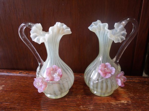 花瓶 花器 小物入れ ウランガラス 明治大正期 当時物 和ガラス