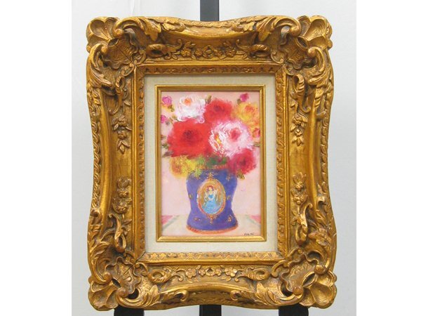 小林恵 バラの帽子 絵画 油彩 額装 アンティーク 小林恵 バラの帽子 絵画 油彩 額装 アンティーク 小林恵 バラの