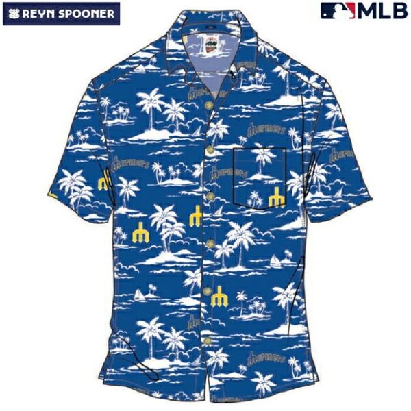【新品】REYN SPOONER レインスプーナー アロハシャツ MLB メジャーリーグ公式 メジャーリーグベースボール シアトル マリナーズ 半袖 M