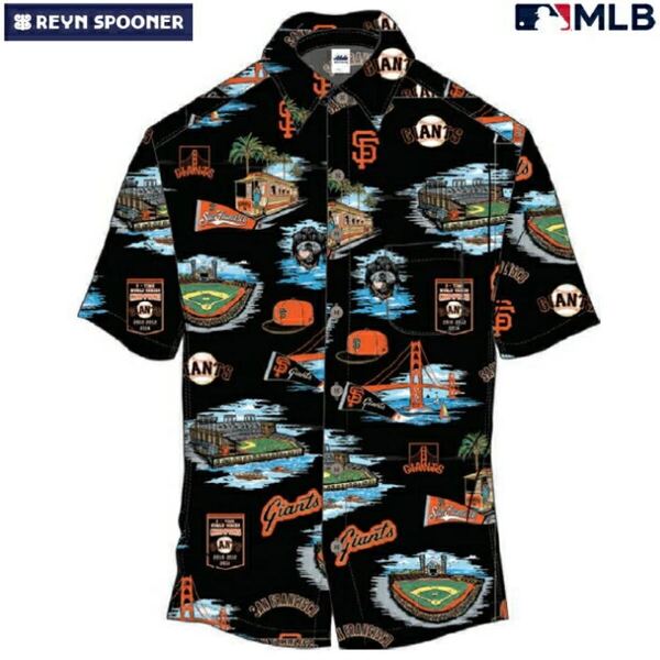 【新品】REYN SPOONER レインスプーナー アロハシャツ MLB メジャーリーグ公式 ベースボール サンフランシスコ ジャイアンツ 半袖 M