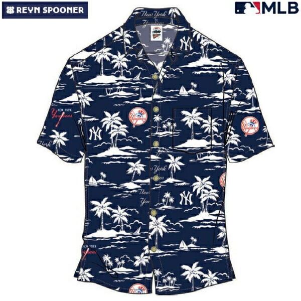 【新品】REYN SPOONER レインスプーナー アロハシャツ MLB メジャーリーグ公式 ベースボール ニューヨーク ヤンキース レーヨン 半袖 2XL