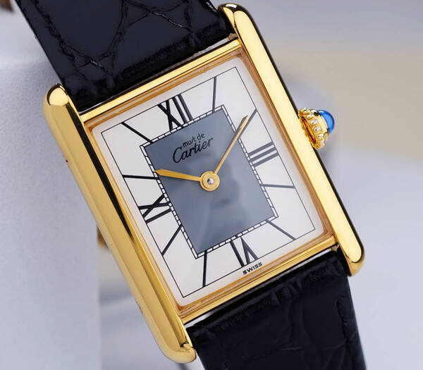 美品 カルティエ マスト タンク グレー ホワイト ローマン LM Cartier
