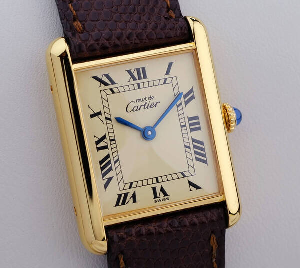 美品 カルティエ マスト タンク アイボリー ローマン 手巻き LM Cartier